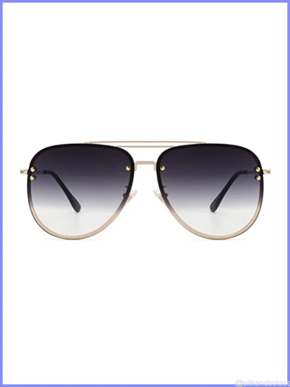 Oversized Aviator Sunglasses Metal Frame UV400 Gradient Lens